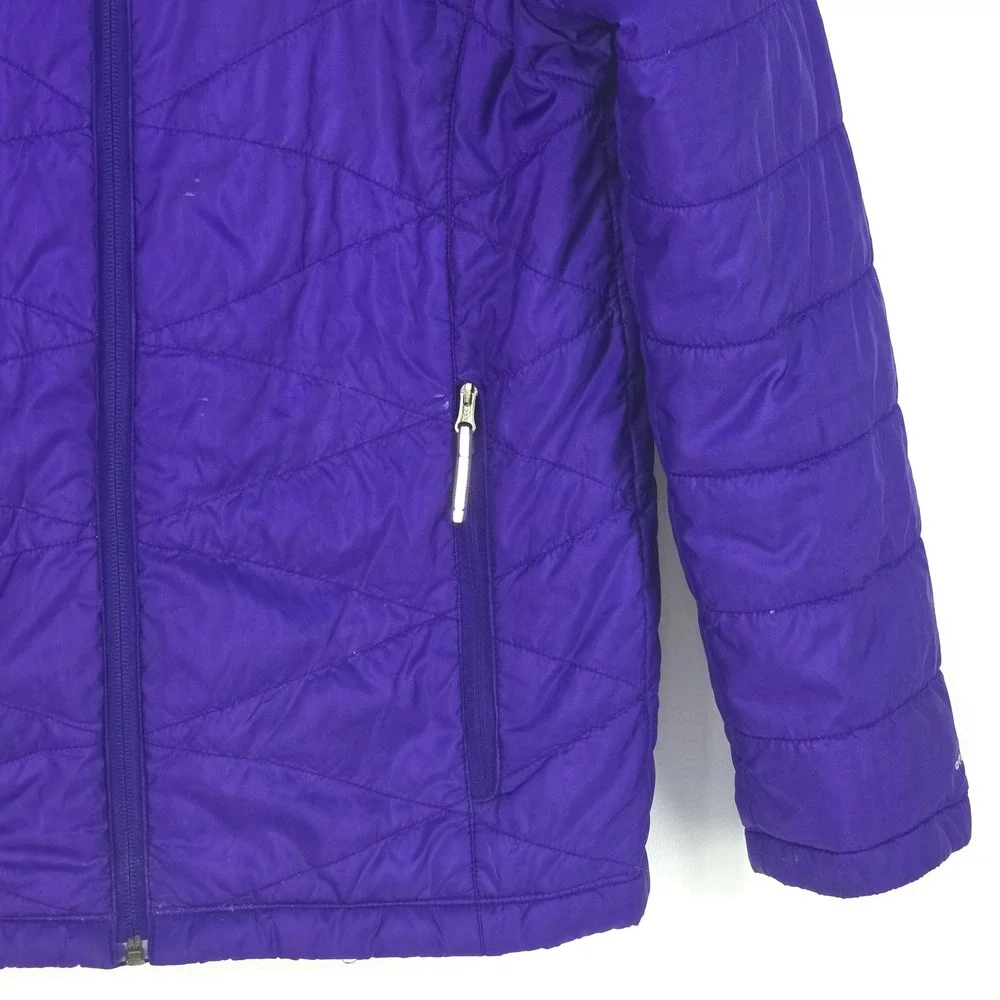 Columbia Omni Heat Puffer Coat Girls Large Deep Purple Full Zip‎ Hooded Winter